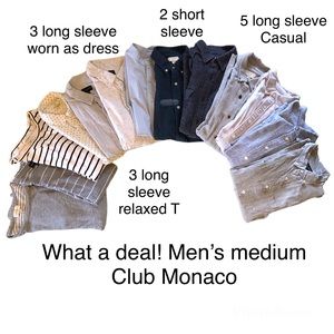 ONE Purchase! Men’s Club Monaco shirts! All are medium,gently worn,many colours.